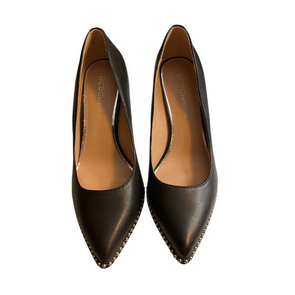 BCBGeneration Pumps High Heel Women's Size 6.5 Black Silver Holli Chain - Picture 6 of 14